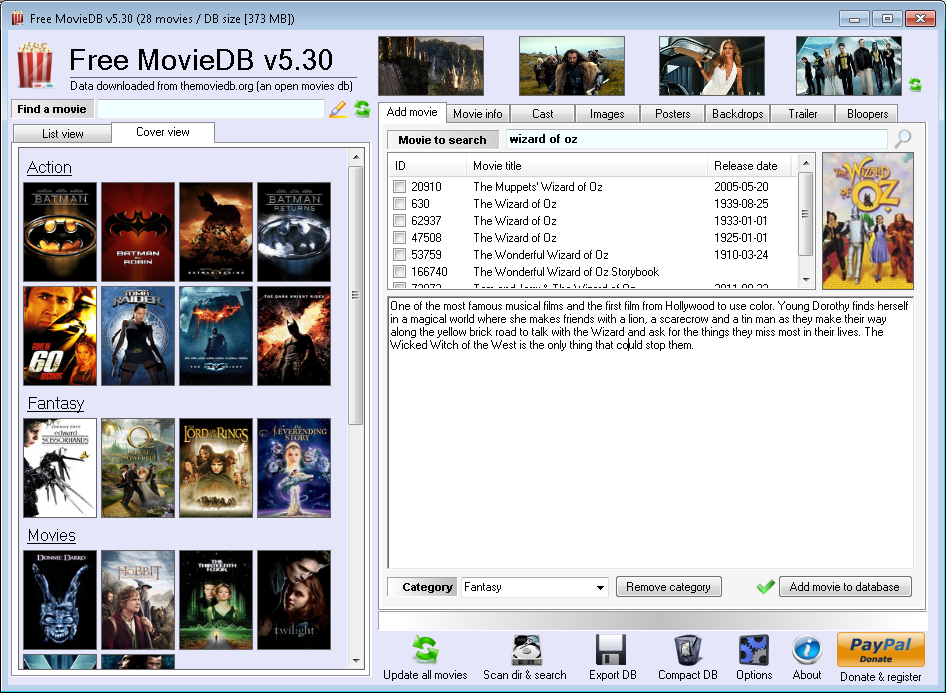 free movie database application